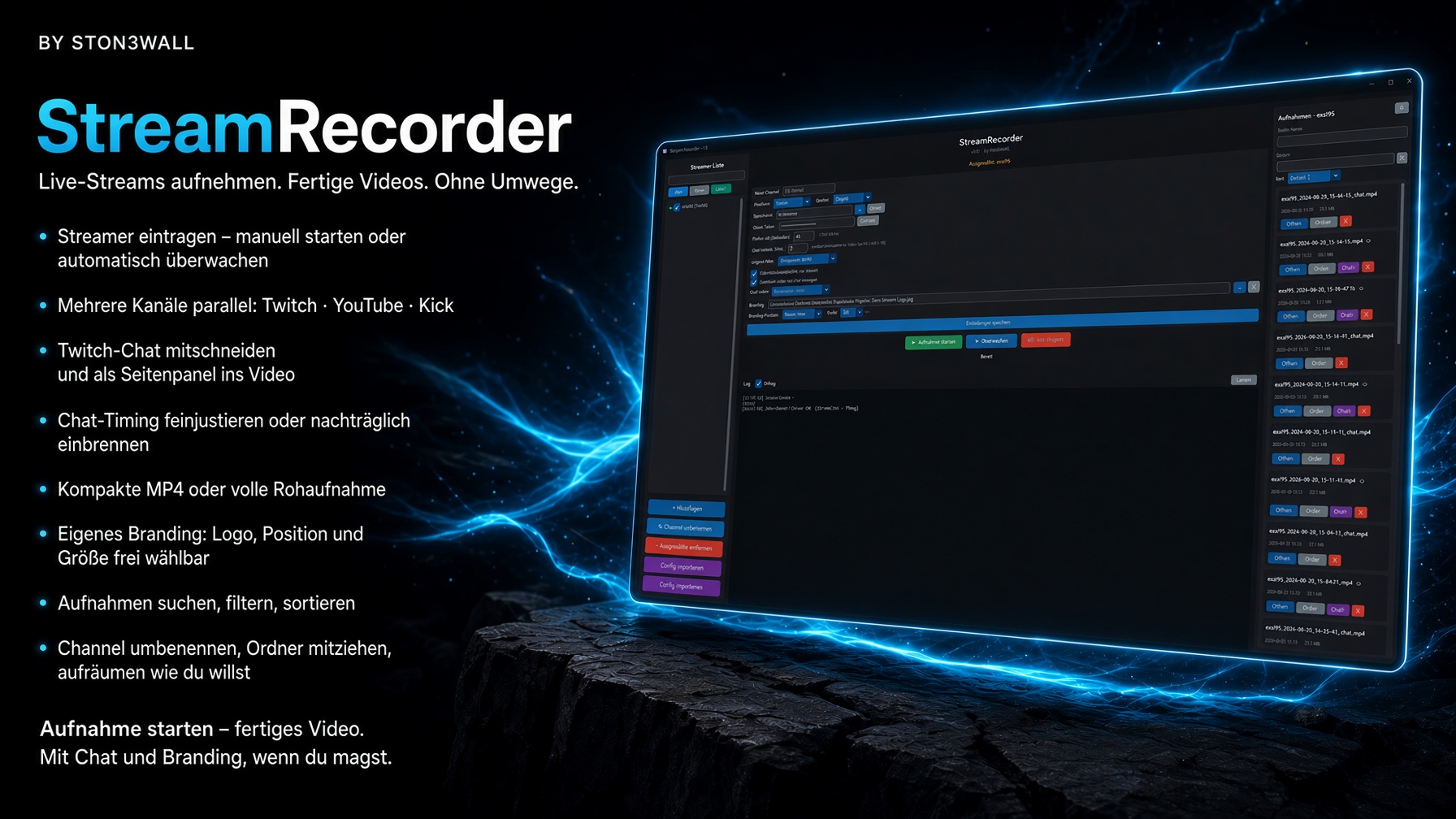 StreamRecorder – Desktop-App Screenshot und Features